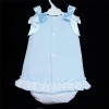 Baby Girl Blue Waffle A Line Dress Pants Set with Shoulder Bow "MYD308B"