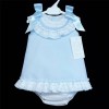 Baby Girl Blue Waffle A Line Dress Pants Set with Shoulder Bow "MYD308B"