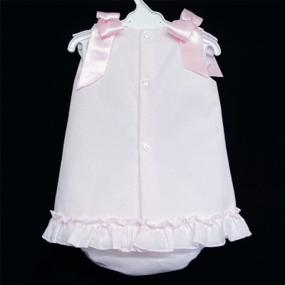 Baby Girl Pink Waffle A Line Dress with Pants Set "MYD308P"