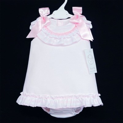 Baby Girl Pink Waffle A Line Dress with Pants Set "MYD308P"