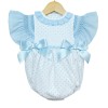 Baby Girl Spotty Waffle Romper Frilly Shoulder Smocked Detail "MYD2201B"