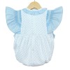 Baby Girl Spotty Waffle Romper Frilly Shoulder Smocked Detail "MYD2201B"