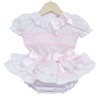 Baby Girl Pink Floral Waffle Frilly Skirt Smocked Shirt "MYD2241P"