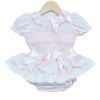 Baby Girl Pink Floral Waffle Frilly Skirt Smocked Shirt "MYD2241P"