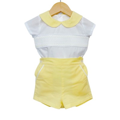 Baby Boy Yellow Smocked Shirt with Shorts "MYD2223Y"