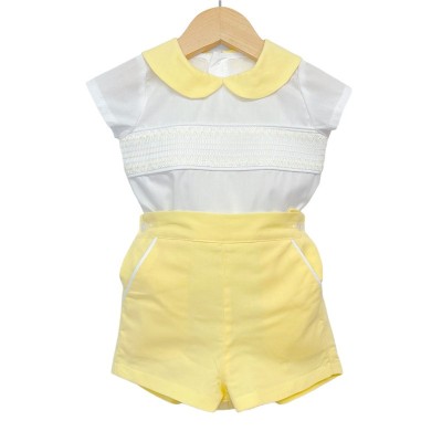 Baby Boy Yellow Smocked Shirt with Shorts "MYD2223Y"