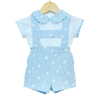 Baby Boy Blue Star H Strap Dungaree with Shirt "MYD2237"