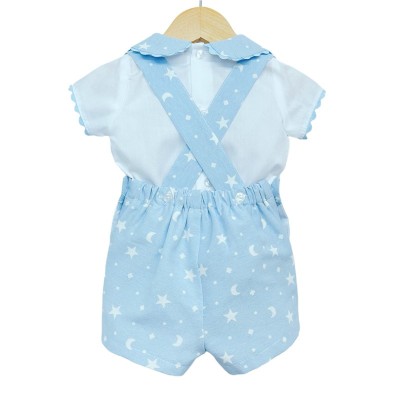 Baby Boy Blue Star H Strap Dungaree with Shirt "MYD2237"