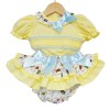 Baby Girl Yellow Animal Print Skirt with Smocked Shirt "MYD2230Y"