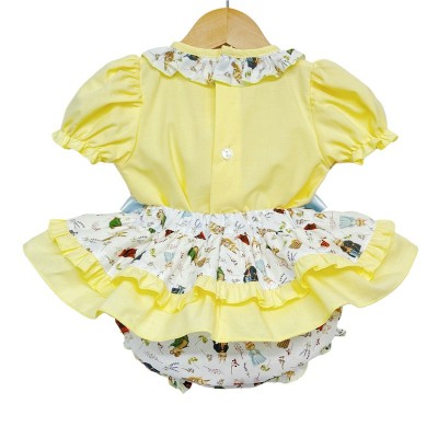 Baby Girl Yellow Animal Print Skirt with Smocked Shirt "MYD2230Y"