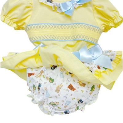 Baby Girl Yellow Animal Print Skirt with Smocked Shirt "MYD2230Y"
