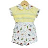 Baby Boy Yellow Animal Print Shorts with Smocked Shirt "MYD2231Y"