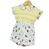 Baby Boy Yellow Animal Print Shorts with Smocked Shirt "MYD2231Y"