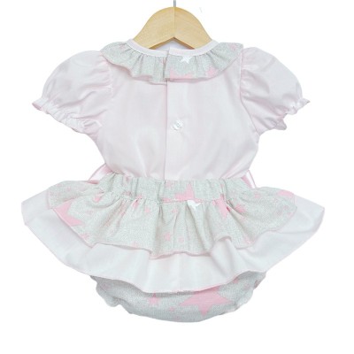 Baby Girl Grey Pink Star Frilly Skirt with Shirt "MYD2235"