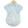 Baby Boy Grey with Blue Star H Strap Romper with Shirt "MYD2234"