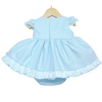 Baby Girl Blue Waffle Puff Ball Dress with Pants "MYD2213B"