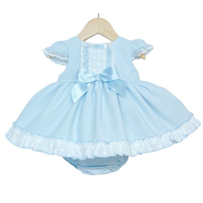 Baby Girl Blue Waffle Puff Ball Dress with Pants "MYD2213B"