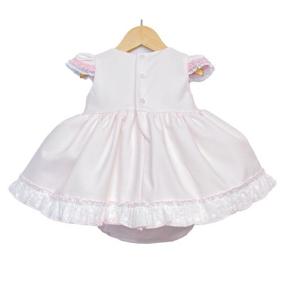 Baby Girl Pink Waffle Puff Ball Dress with Pants "MYD2213P"