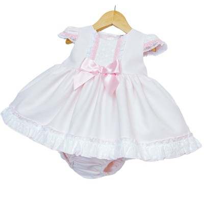 Baby Girl Pink Waffle Puff Ball Dress with Pants "MYD2213P"