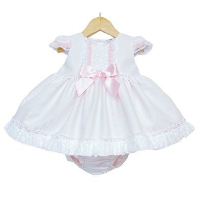 Baby Girl Pink Waffle Puff Ball Dress with Pants "MYD2213P"