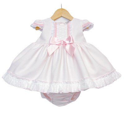 Baby Girl Pink Waffle Puff Ball Dress with Pants "MYD2213P"