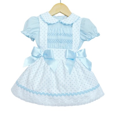Baby Girl blue Spotty Waffle Pinafore with Shirt "MYD2222B"