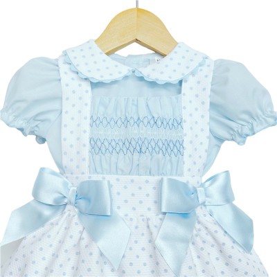 Baby Girl blue Spotty Waffle Pinafore with Shirt "MYD2222B"
