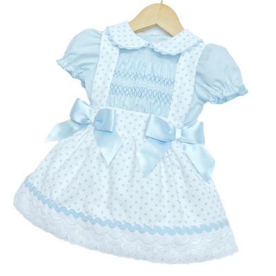 Baby Girl blue Spotty Waffle Pinafore with Shirt "MYD2222B"