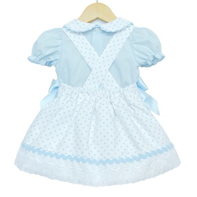 Baby Girl blue Spotty Waffle Pinafore with Shirt "MYD2222B"