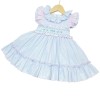 Baby Girl Blue with Pink Smocked Puff Ball Dress "2252 B"