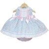 Baby Girl Pink Floral Puff Dress with Pants Satin Bows "MYD2218P"
