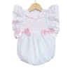 Baby Girl White with Pink Rose Frilly Romper "MYD2246"