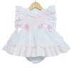 Baby Girl White with Pink Puff Ball Dress with Pants "MYD2247"