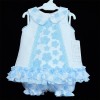 Baby Girl White Waffle Dress with Knickers Blue Flower Details "2155"
