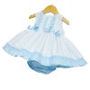 Baby Girl White Blue Puff Ball Dress with Pants "MYD2218B"