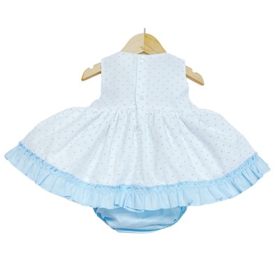 Baby Girl White Blue Puff Ball Dress with Pants "MYD2218B"