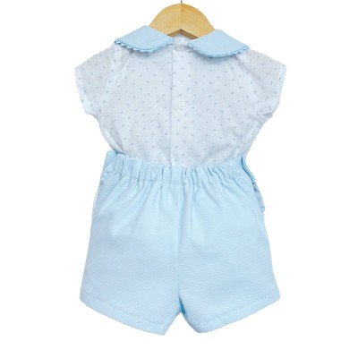 Baby Boy Blue Collar Shirt with Waffle Shorts "MYD2210"