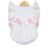 Baby Girl Pink Waffle Frilly Shoulder Romper "MYD106"