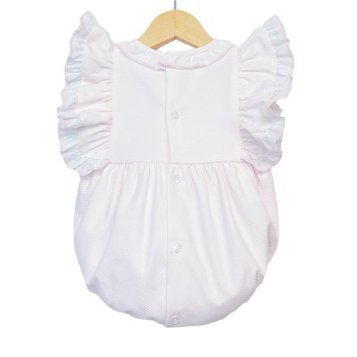 Baby Girl Pink Waffle Frilly Shoulder Romper "MYD106"