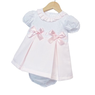 Baby Girl Pink Waffle Princess Dress with Pants "MYD102 P"