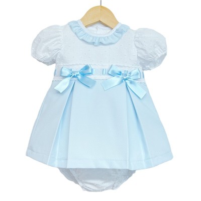 Baby Girl Blue Waffle Princess Dress with Pants "MYD102 B"