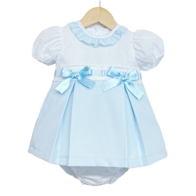 Baby Girl Blue Waffle Princess Dress with Pants "MYD102 B"