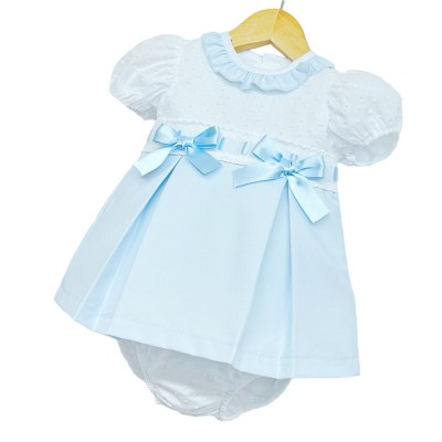 Baby Girl Blue Waffle Princess Dress with Pants "MYD102 B"