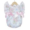 Baby Gir Pink Rose Frilly Shoulder Romper "MYD2238"