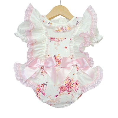 Baby Girl Pink Cream Floral Romper with Shirt "MYD2248"