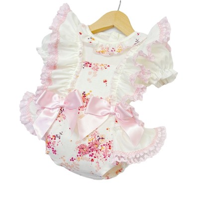 Baby Girl Pink Cream Floral Romper with Shirt "MYD2248"