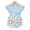 Baby Boy Blue Animal Print Shorts with Smocked Shirt "MYD2231B"