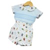 Baby Boy Blue Animal Print Shorts with Smocked Shirt "MYD2231B"