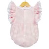 Baby Girl Pink Checked Frilly Shoulder Romper "MYD2244"