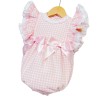 Baby Girl Pink Checked Frilly Shoulder Romper "MYD2244"